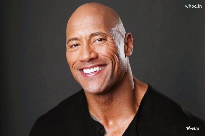 Dwayne Johnson-the Rock Dark Background With Smiley - Emma Stone The Rock , HD Wallpaper & Backgrounds