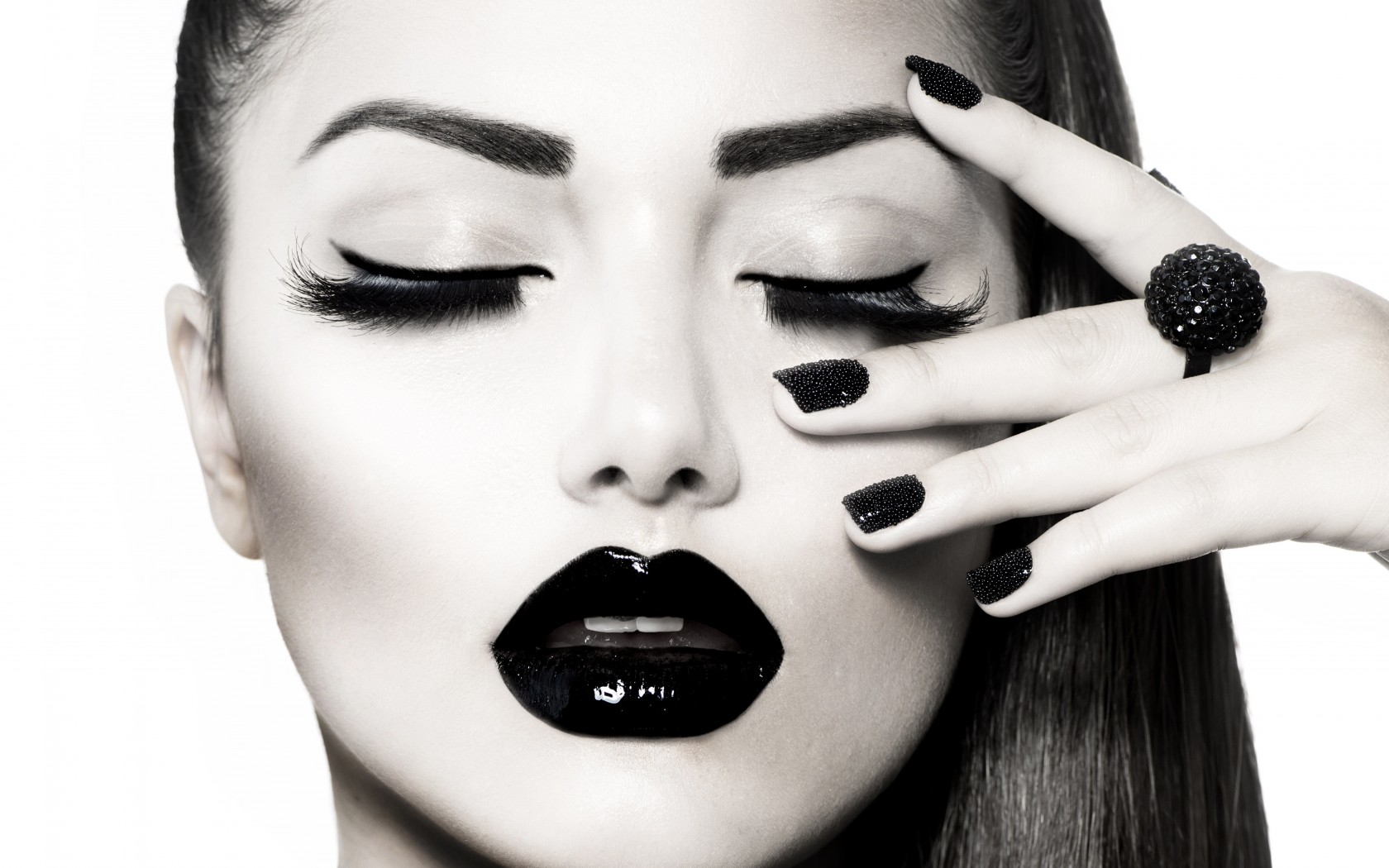 Style, Woman Portrait, Black Lipgloss, Black Nails , HD Wallpaper & Backgrounds