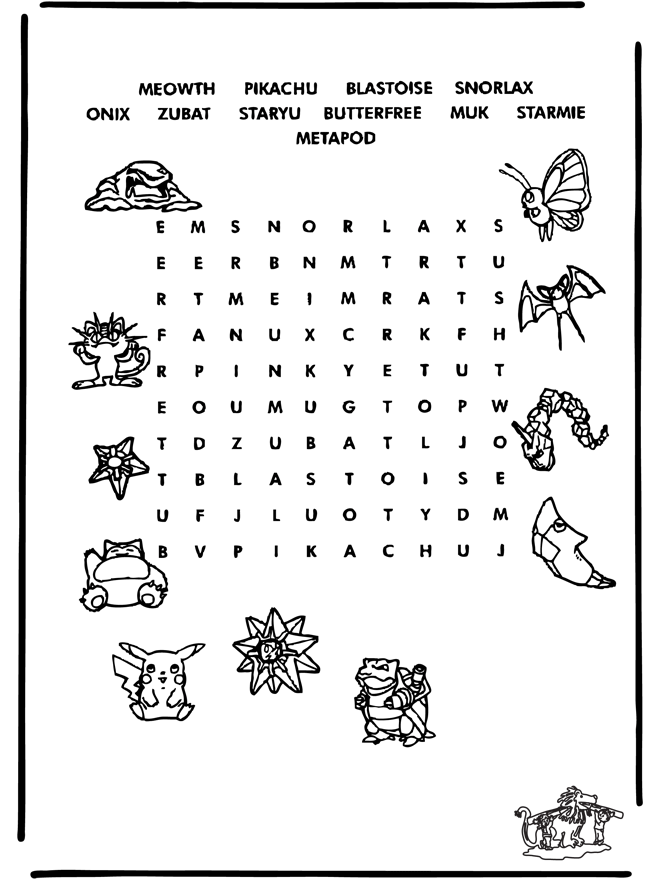 Pokemon Puzzle 6 Puzzlesnorlax Malvorlagen - Easy Pokemon Word Search , HD Wallpaper & Backgrounds