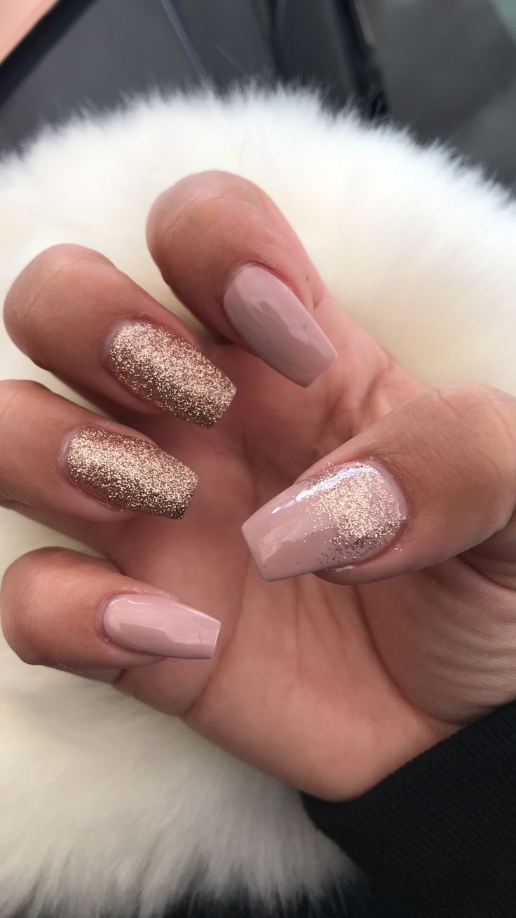 Nail Design Rose Gold Nails Acrylic Designs Pink Mauve - Rose Gold Prom Nails , HD Wallpaper & Backgrounds