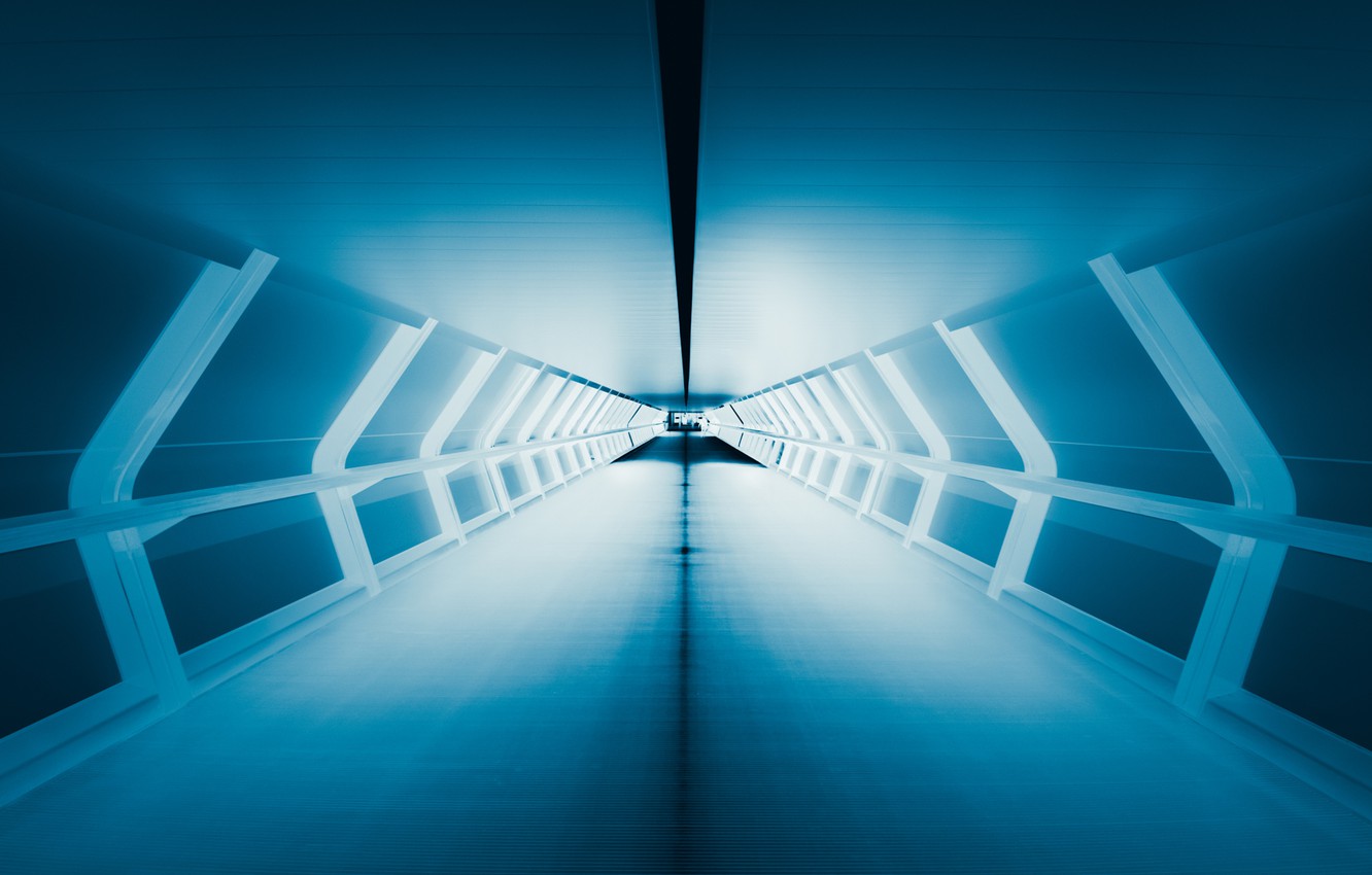 Photo Wallpaper Light, Blue, Perspective, The Tunnel - Перспектива Абстракция , HD Wallpaper & Backgrounds