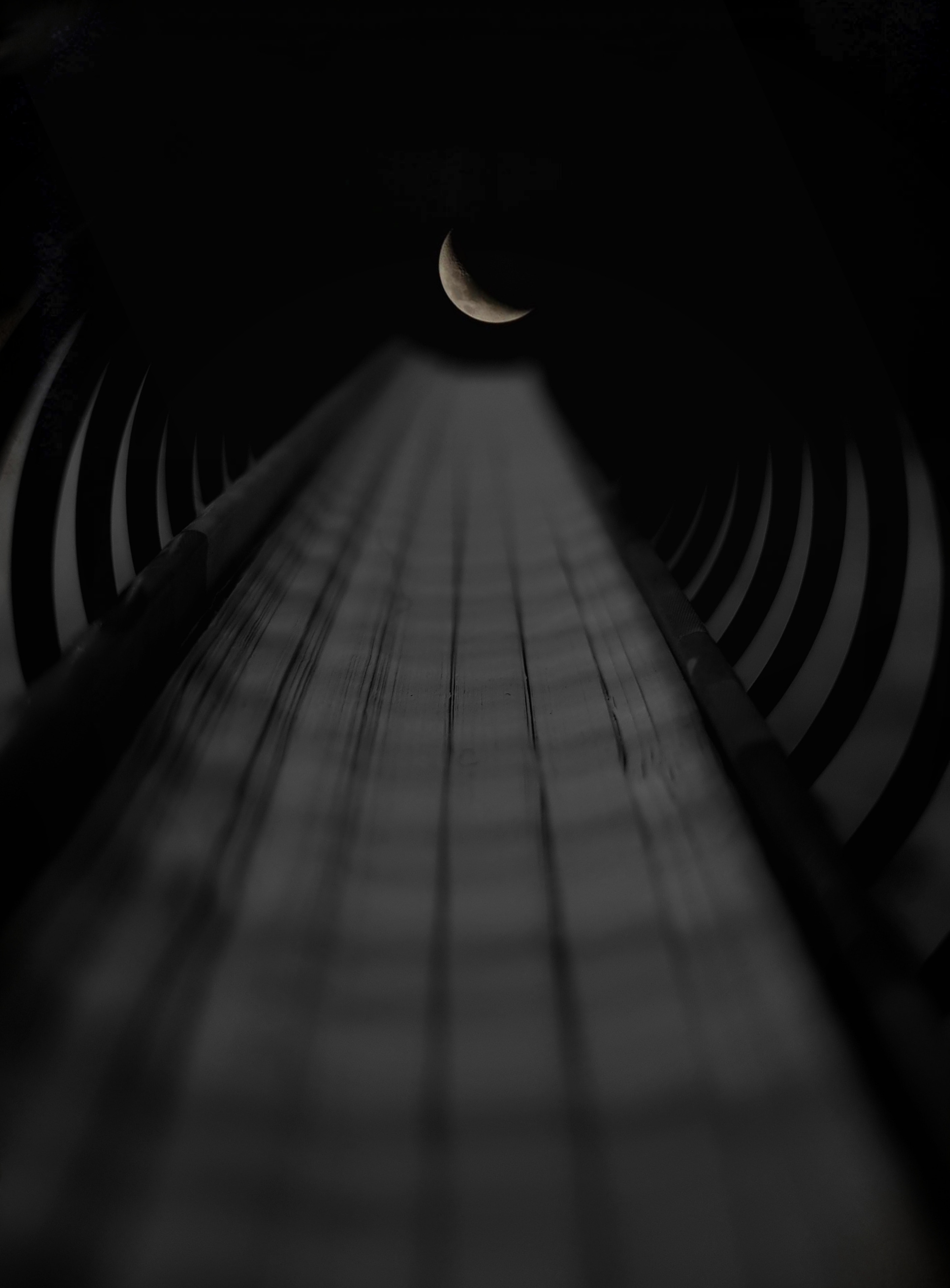 Tunnel Moon Night Perspective Sky Tube - Monochrome , HD Wallpaper & Backgrounds