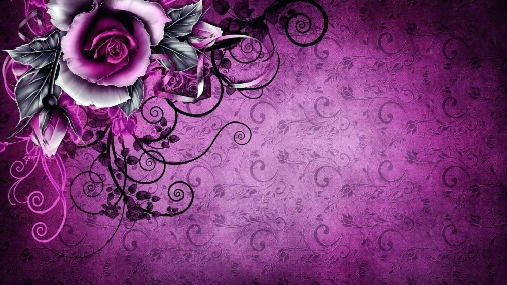 Wall Paper Rose Rose Purple Vintage Flowers Original - Purple Wallpaper Design , HD Wallpaper & Backgrounds