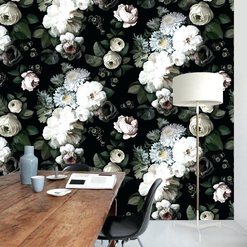 Black Floral Wallpaper Dark Floral Wallpaper Black - Black And White Flower Wall , HD Wallpaper & Backgrounds