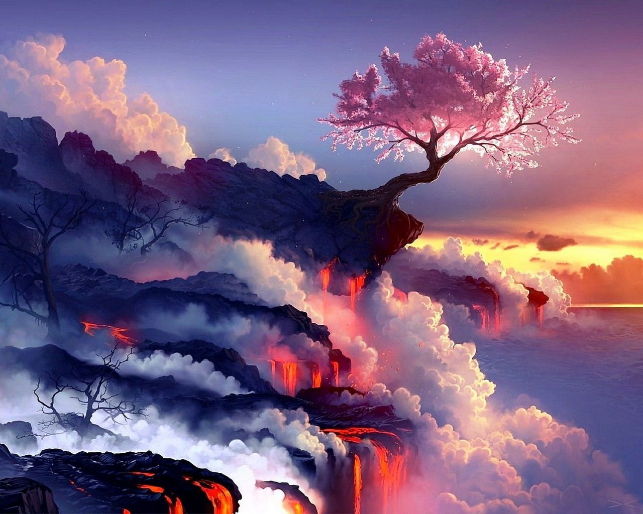 Cherry Tree On A Volcano , HD Wallpaper & Backgrounds