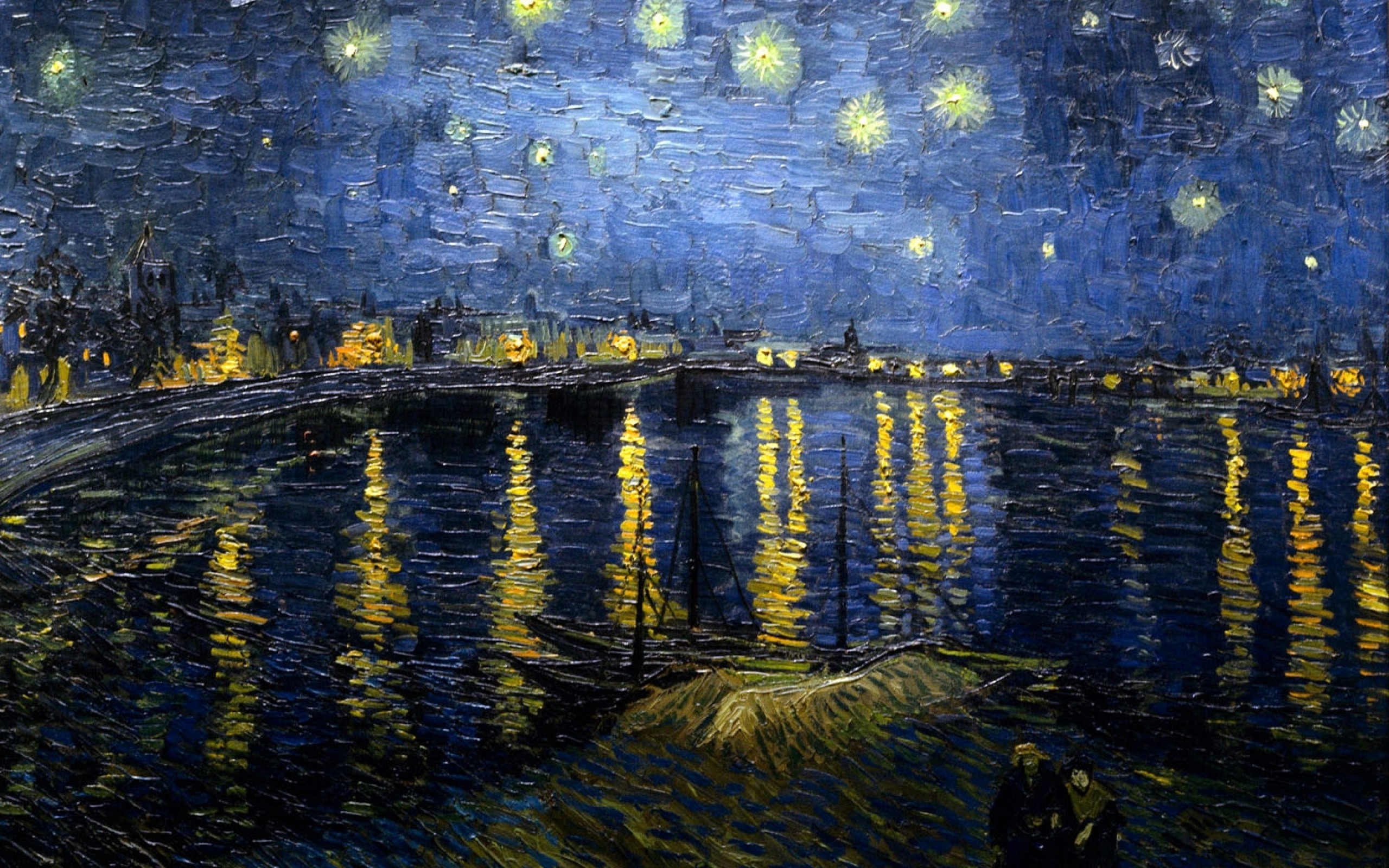 Vincent Van Gogh Starry Night Over The Rhone Wallpaper - Starry Night Over The Rhone , HD Wallpaper & Backgrounds