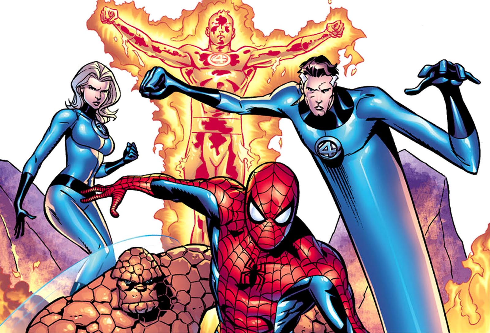 Spiderman And Fantastic Four Comic , HD Wallpaper & Backgrounds
