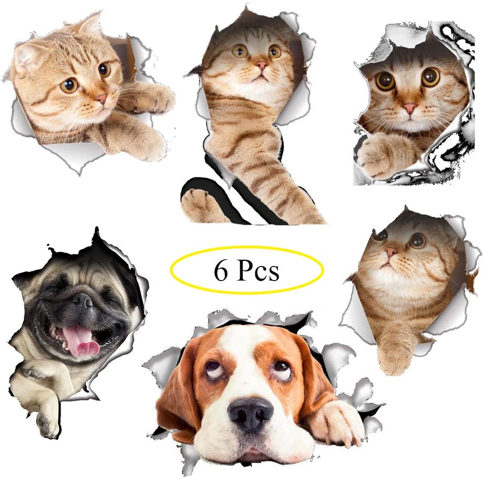 Jaxbo 3d Cats Dogs Wall Stickers, Cats Self Adhesive - Cat Dog 3d , HD Wallpaper & Backgrounds
