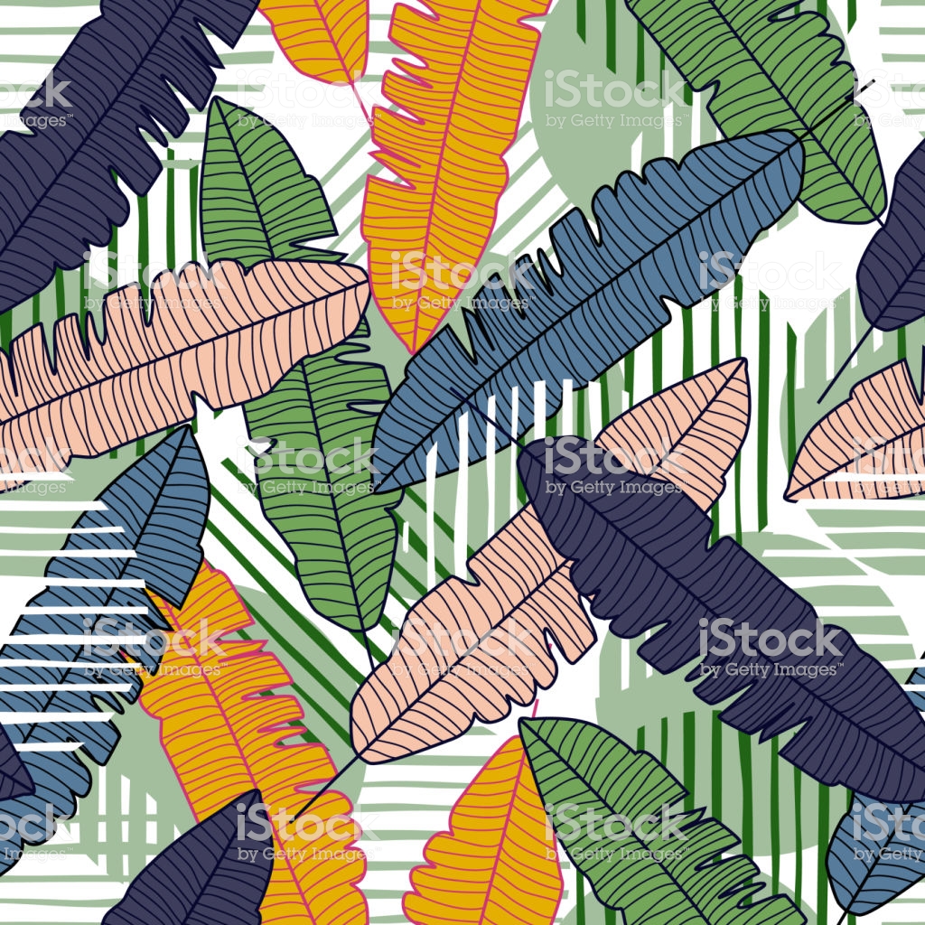 Tropical Banana Leaf Seamless Pattern - Illustration , HD Wallpaper & Backgrounds