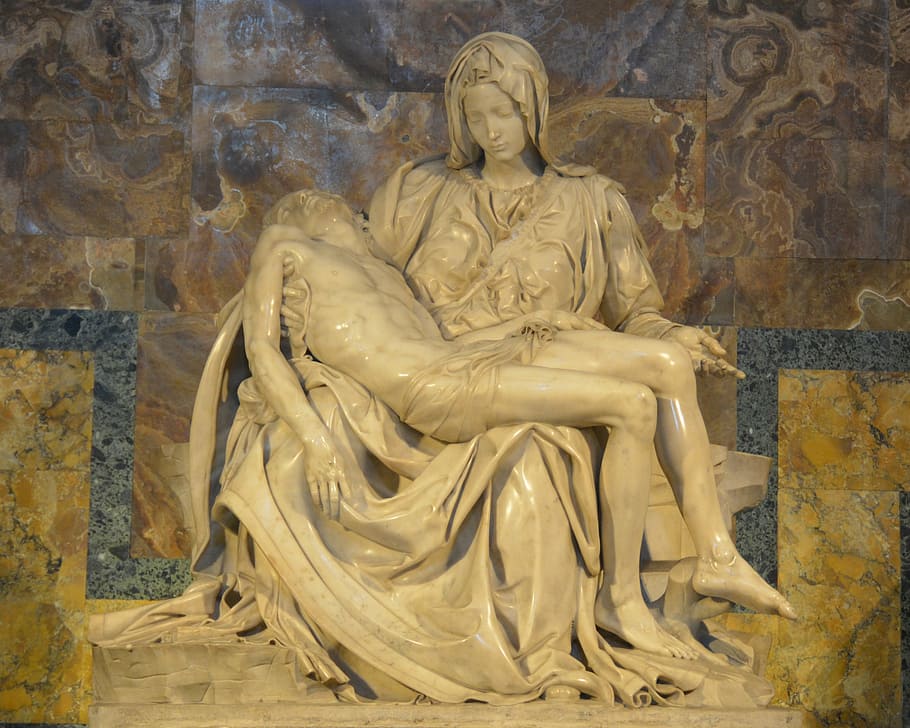 Jesus Lying On Mary S Lap Statue, La Pieta, Rome, St - La Pieta , HD Wallpaper & Backgrounds