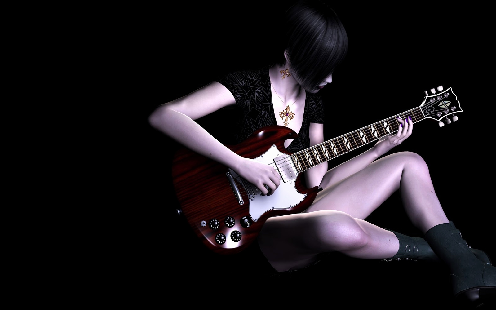 Girl Playing Electric Guitar , HD Wallpaper & Backgrounds