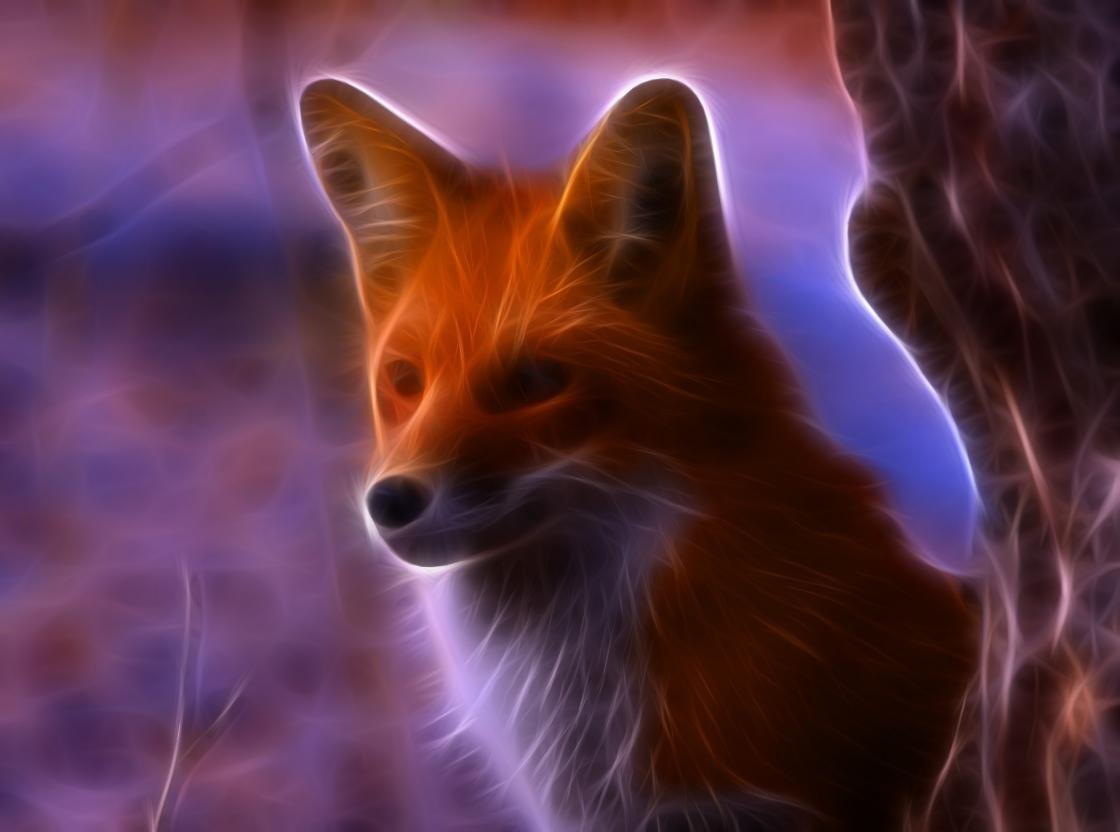Free Download Cool Animal Wallpaper Id - Fox Fractal Background , HD Wallpaper & Backgrounds