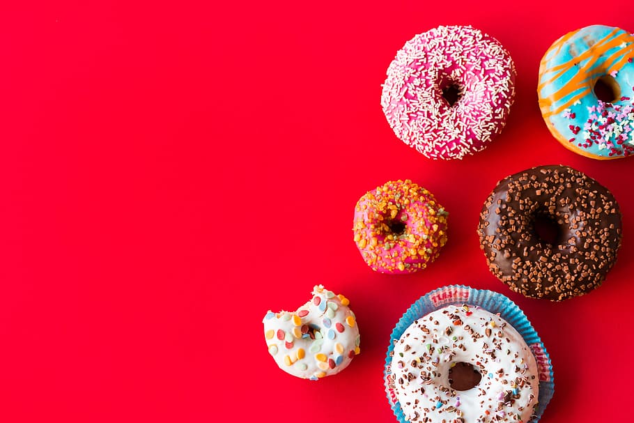 Colorful Donuts, Breakfast, Colors, Flat Design, Food, - Donuts Format Slide , HD Wallpaper & Backgrounds