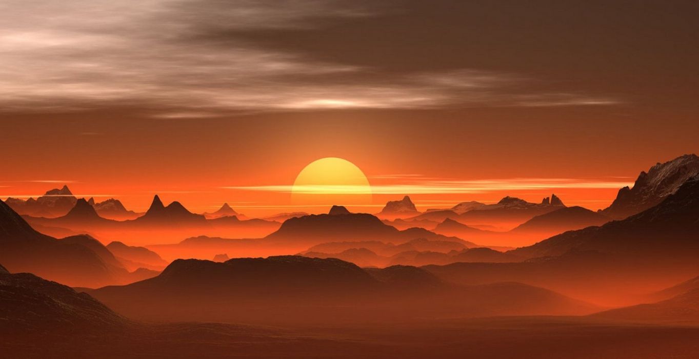 Photography Nature Landscape Mountains Sunset Mist - Desert Sunset Wallpaper Hd , HD Wallpaper & Backgrounds