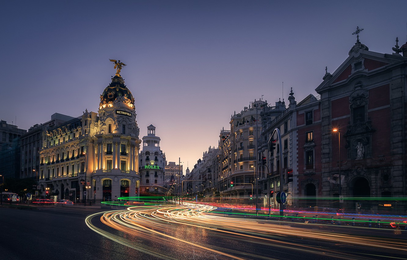 Photo Wallpaper Night, The City, Lights, Madrid , HD Wallpaper & Backgrounds