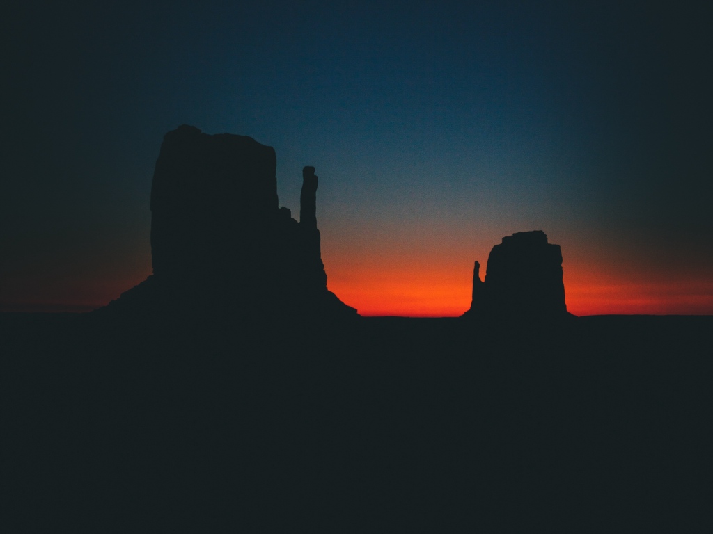 Wallpaper Dusk, Dark, Rocks, Outlines, Sunset - Monument Valley , HD Wallpaper & Backgrounds
