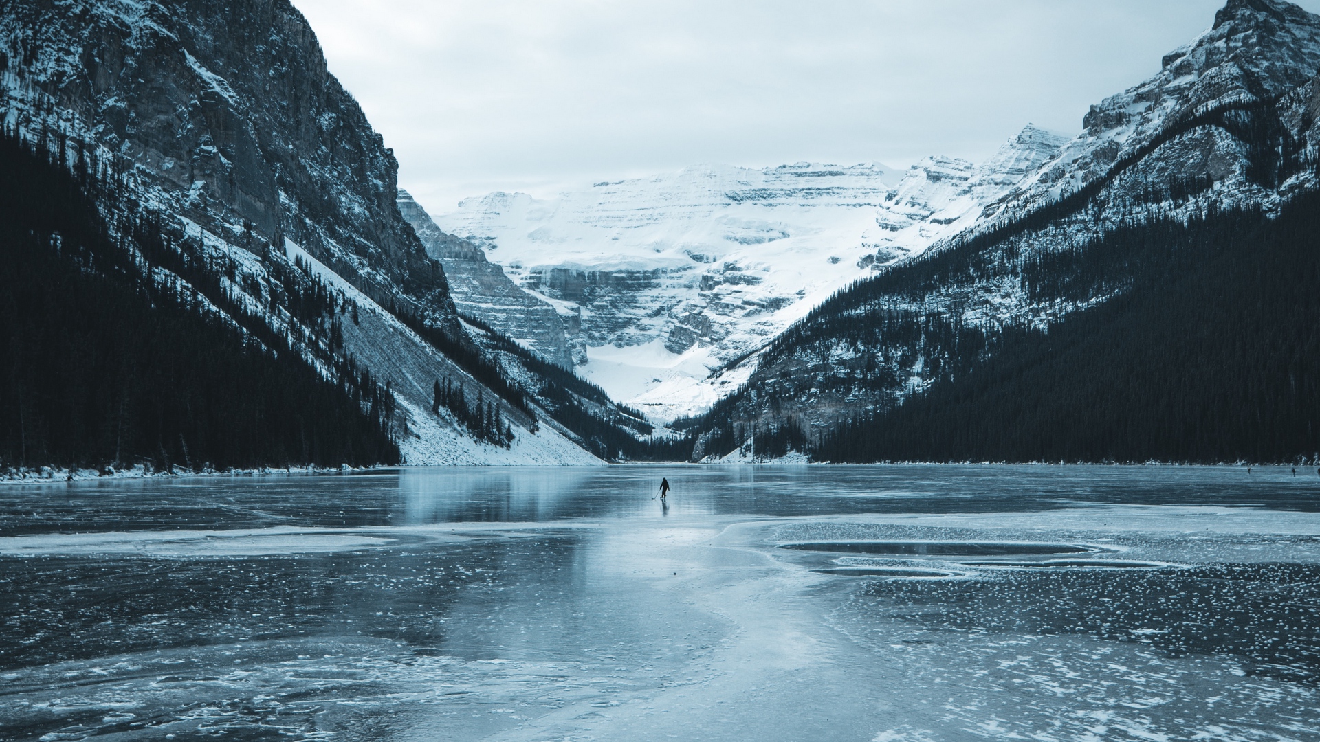 Wallpaper Lake, Mountains, Ice, Frozen, Snow, Landscape - Banff National Park , HD Wallpaper & Backgrounds