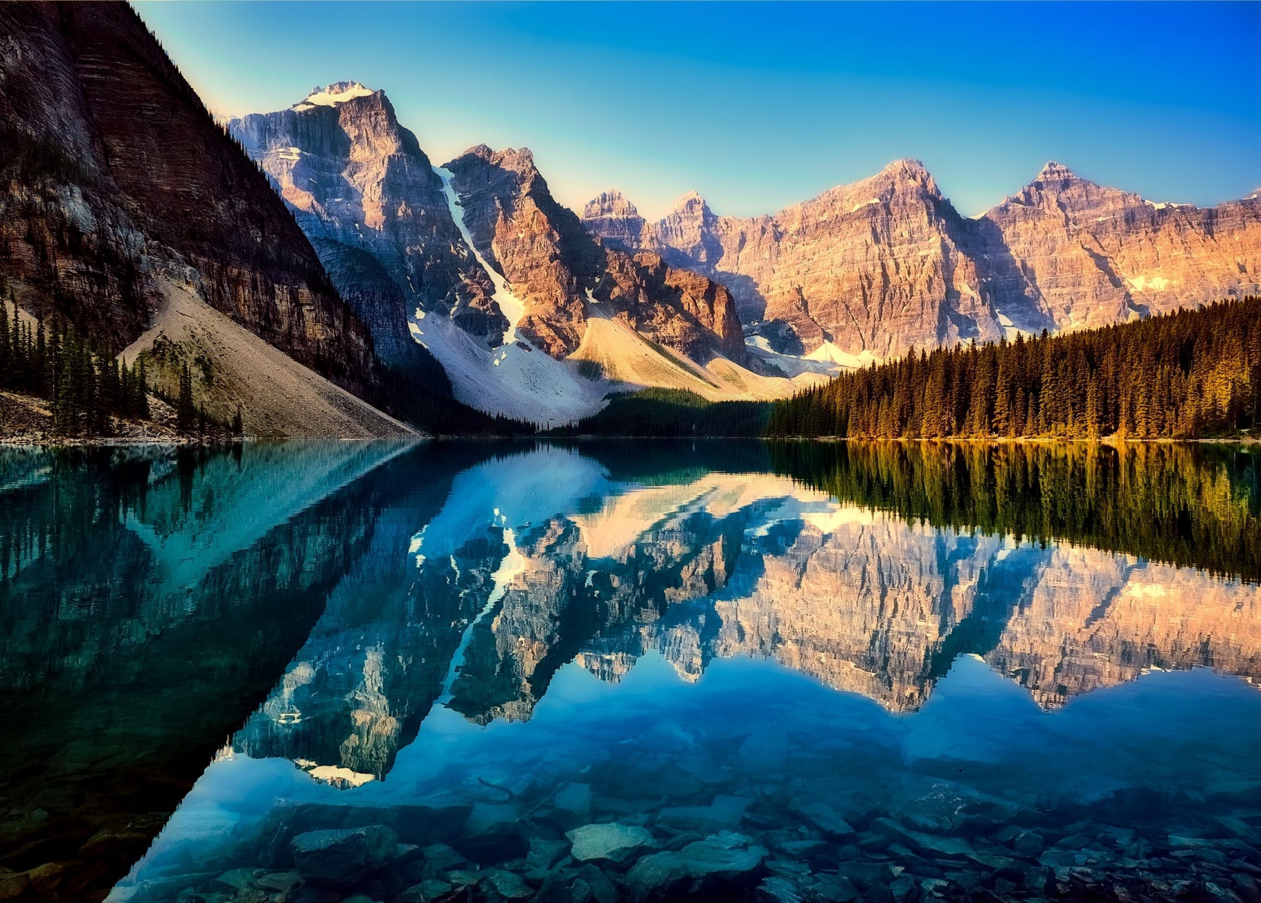Hd Lake Mountain Landscape Wallpaper - Banff National Park , HD Wallpaper & Backgrounds