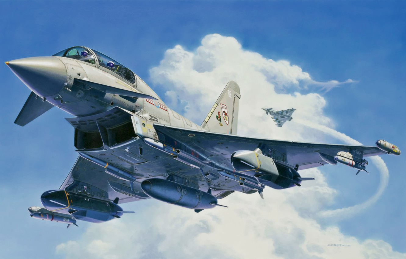 Photo Wallpaper Fighter, War, Art, Painting, Aviation, - Eurofighter Typhoon 1 48 Revell , HD Wallpaper & Backgrounds
