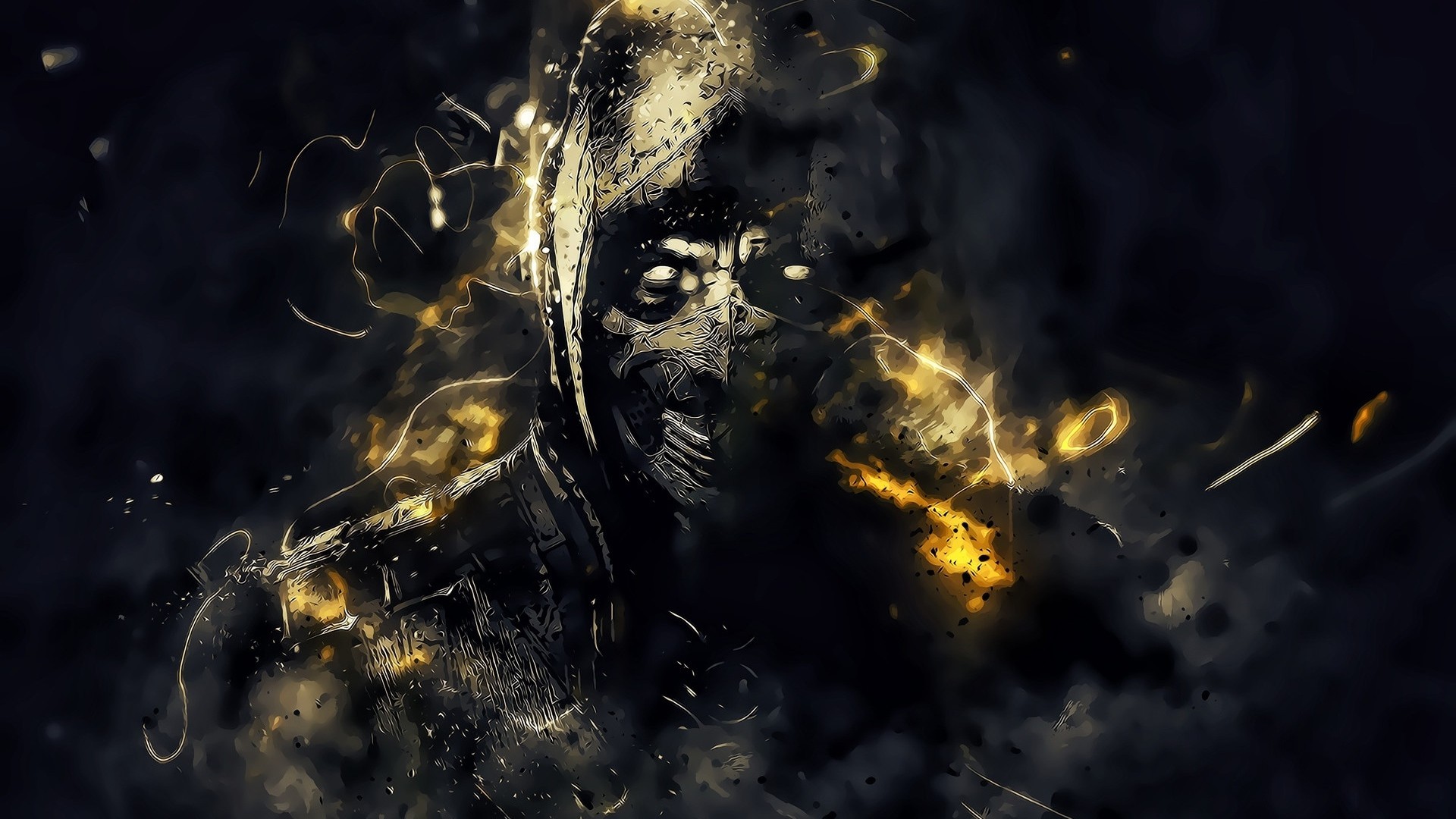 Mortal Kombat, Scorpion, Fire, Artwork - Android Scorpion Mortal Kombat , HD Wallpaper & Backgrounds