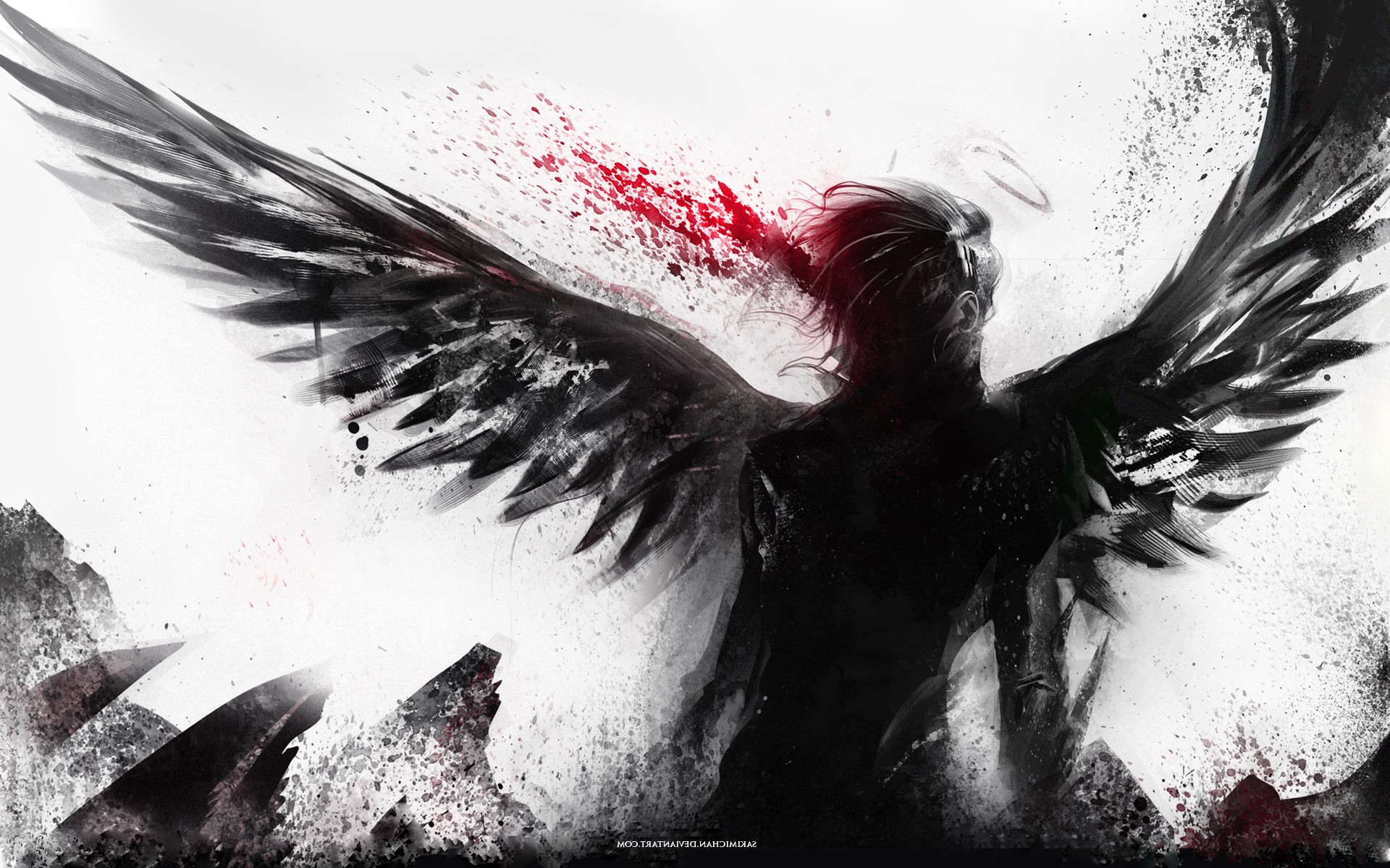 White Angel Wings With Blood , HD Wallpaper & Backgrounds