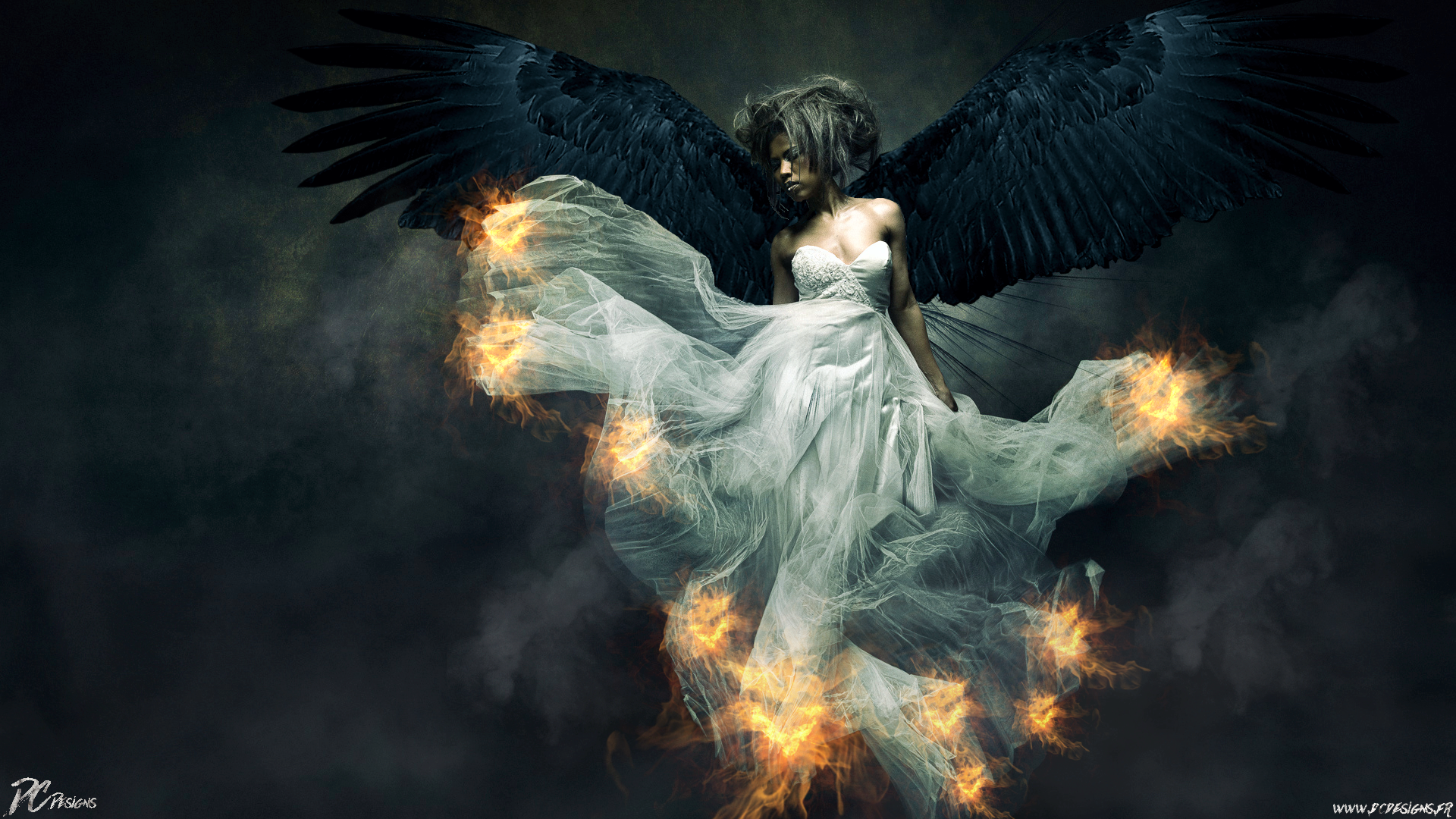 Angel Wallpaper Hd Fire Wings - Angel Smoke Wallpaper 4k , HD Wallpaper & Backgrounds