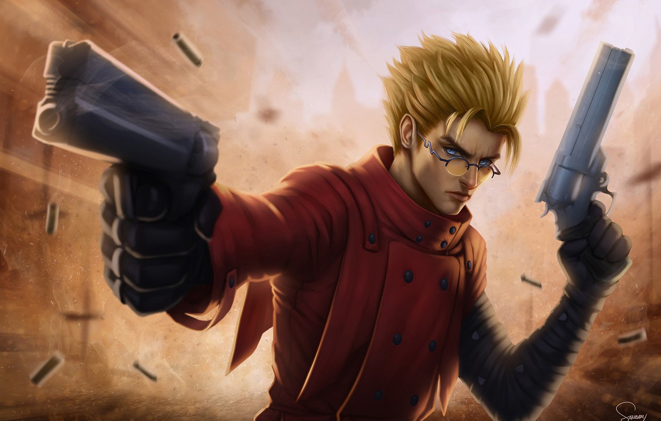 Photo Wallpaper Gun, Hitman, Weapon, Style, Anime, - Anime Trigun Vash Stampede Gun , HD Wallpaper & Backgrounds