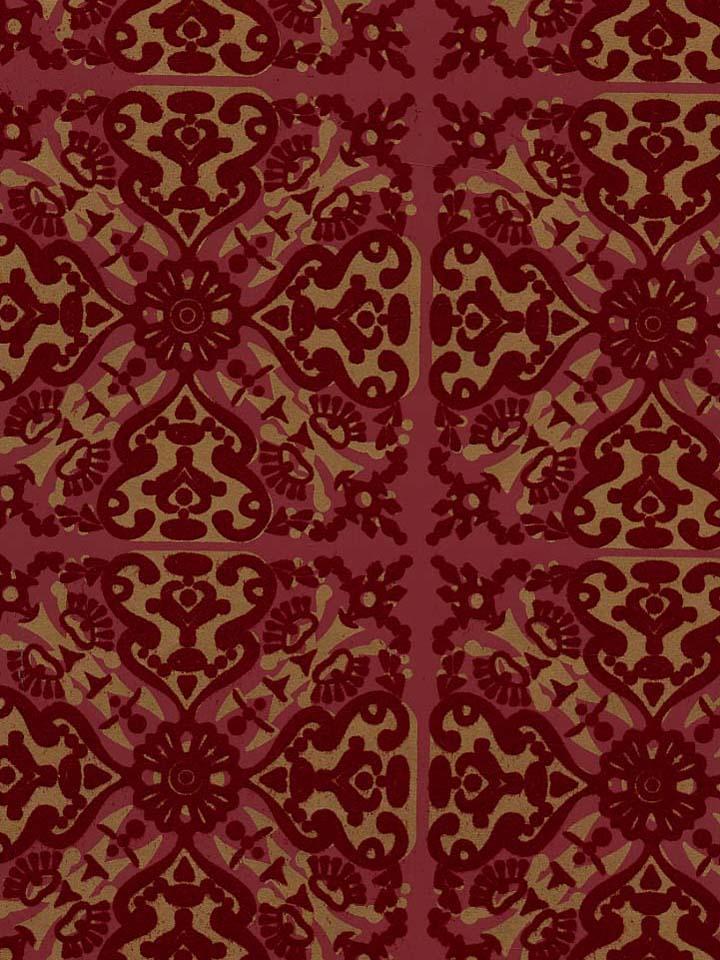 Paola S Spanish Tile Flock Velvet Wallpaper - Burgundy Flock , HD Wallpaper & Backgrounds