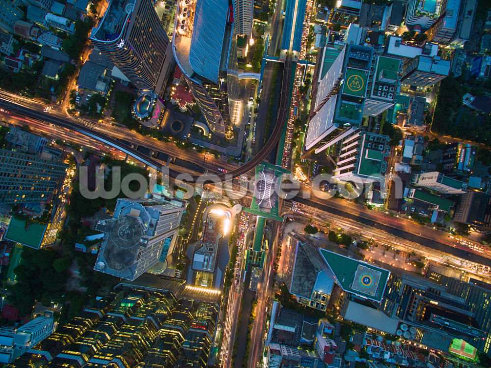 Bangkok At Night Aerial View Wallpaper Mural - Metropolitan Area , HD Wallpaper & Backgrounds