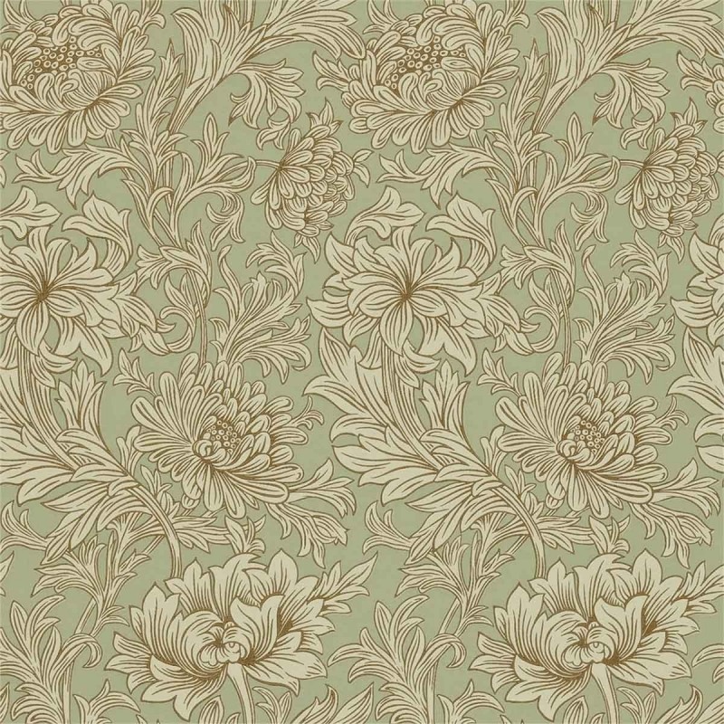 Chrysanthemum Toile Wallpaper Morris And Co Eggshell/gold - Munich , HD Wallpaper & Backgrounds