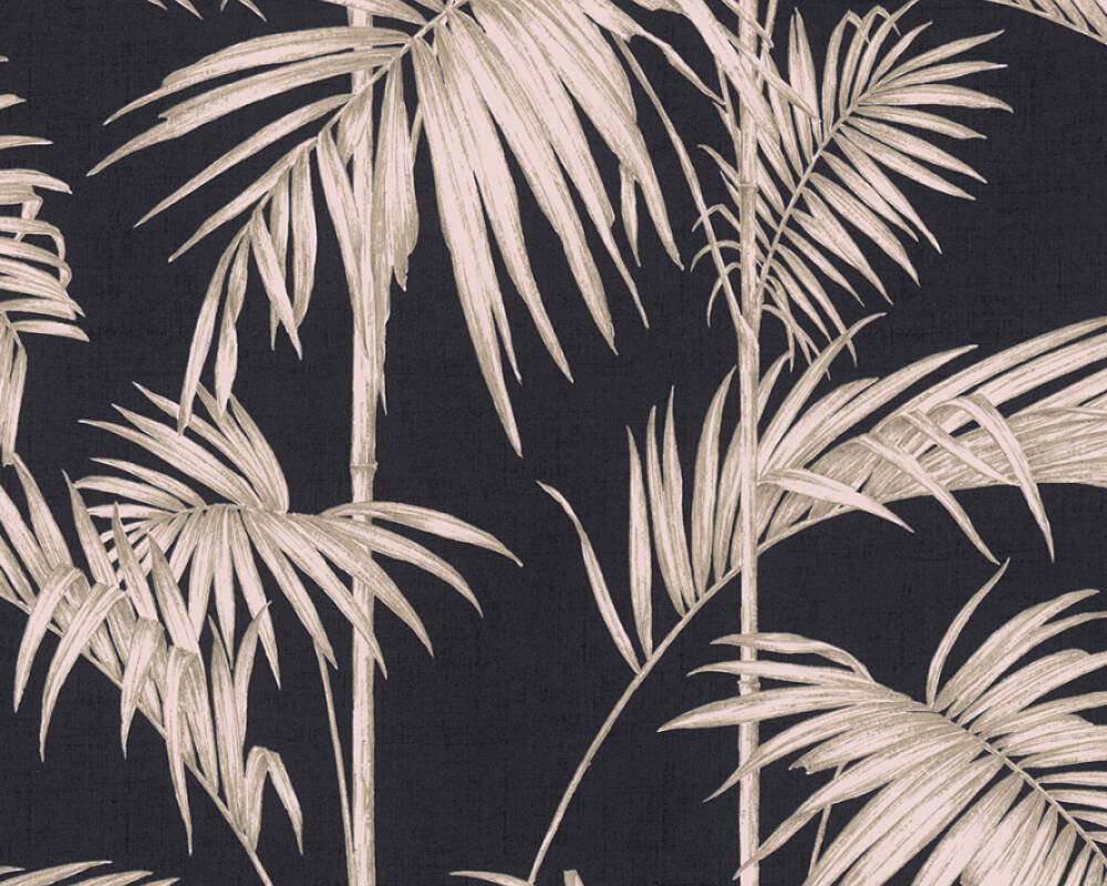 Medina Deco Floral Wallpaper In Black And Bronze By - Gold Palm Tree Wallpapet , HD Wallpaper & Backgrounds