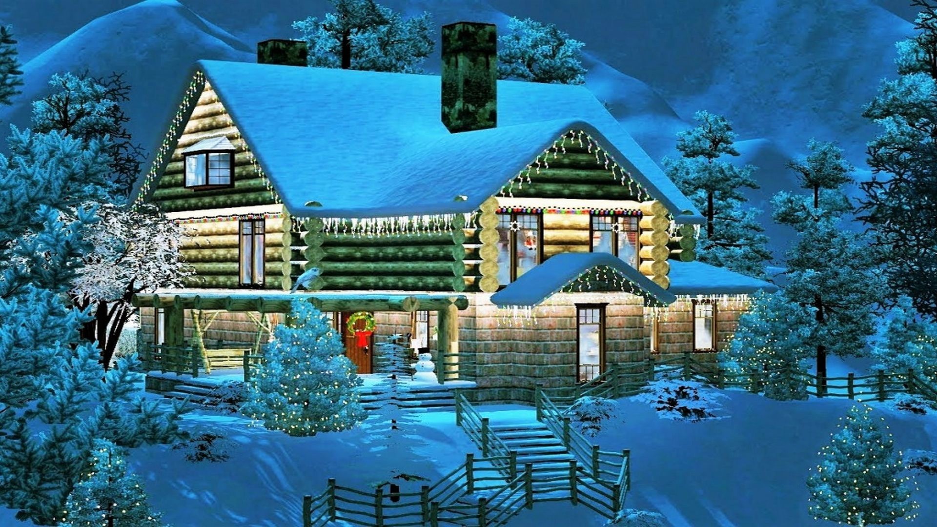 Log Cabin Wallpaper - Christmas Snowy Log Cabin , HD Wallpaper & Backgrounds