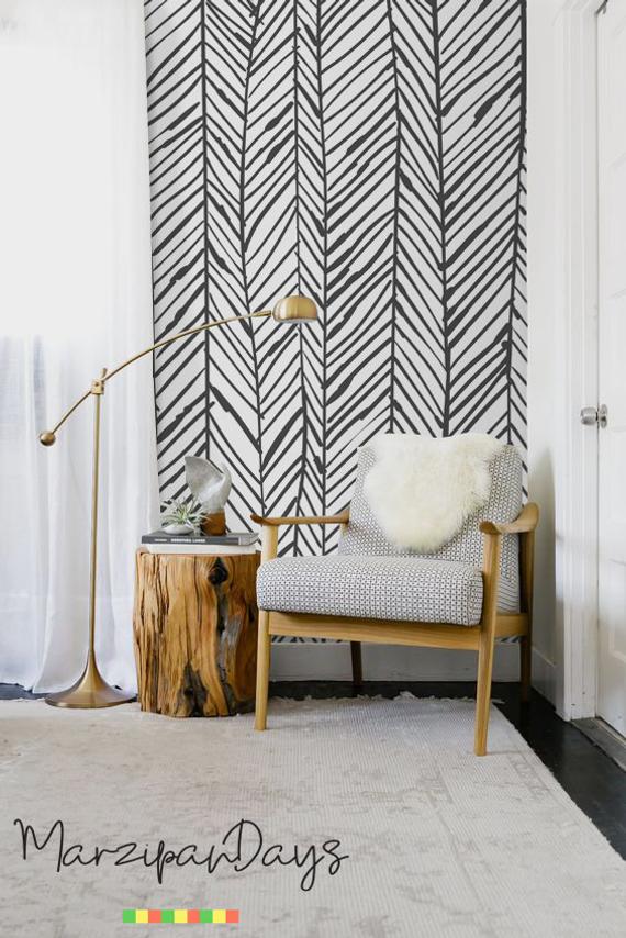 Herringbone Wallpaper In Bedroom , HD Wallpaper & Backgrounds