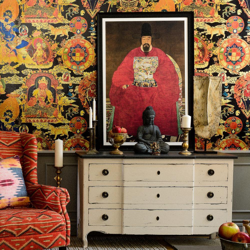 Tibetan Tapestry Metallic Edition Wallpaper - God Of Fire, Agni, Of The Medicine Buddha Mandala , HD Wallpaper & Backgrounds