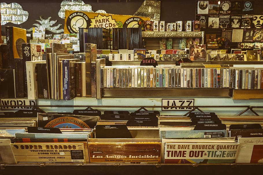 Books In Library, Record, Shelf, Vintage, Vinyl, Music, - Vintage Vinyl , HD Wallpaper & Backgrounds