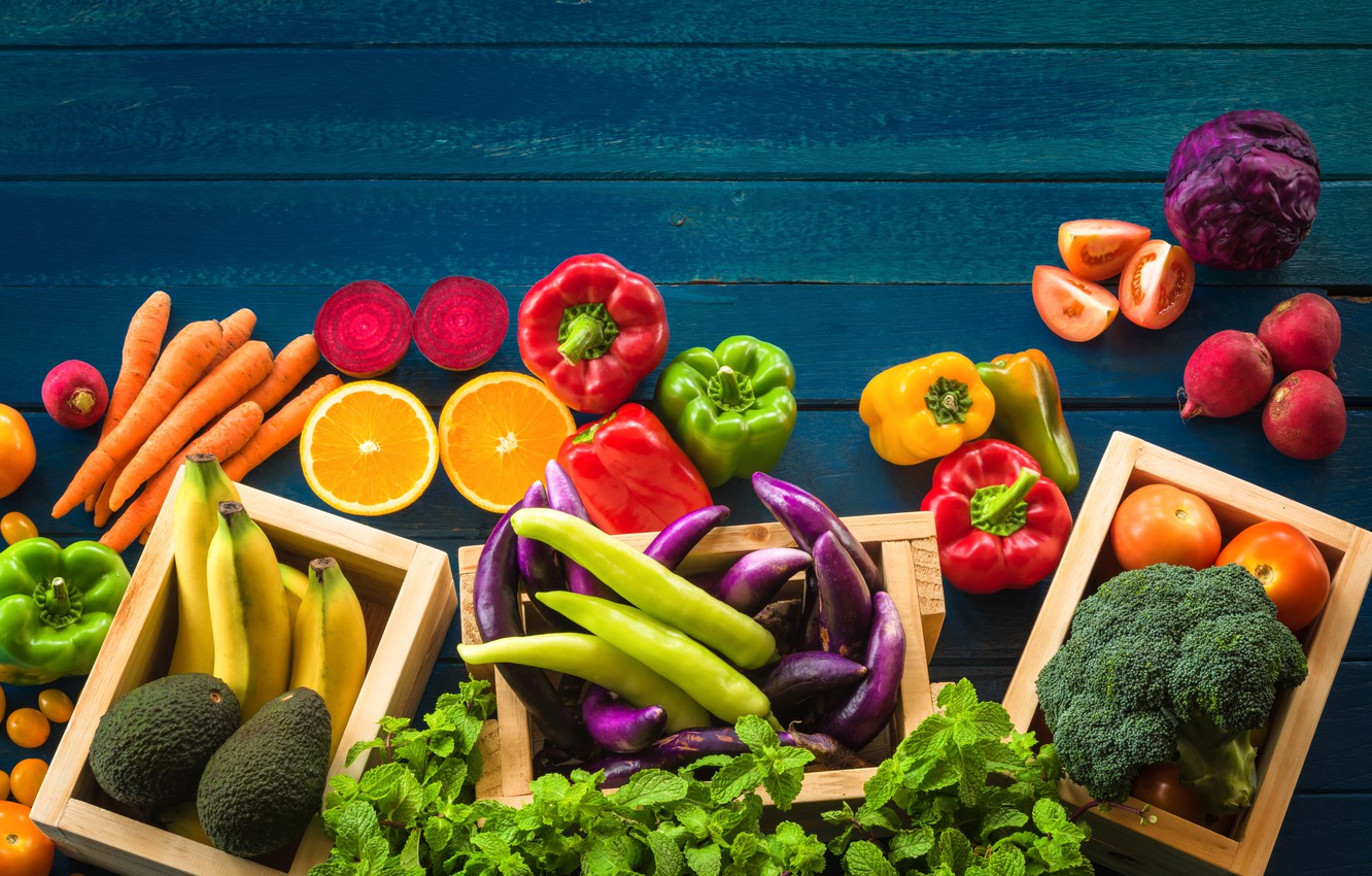 Photo Wallpaper Greens, Fruit, Vegetables, Fruits, - Fruits And Vegetables Hd , HD Wallpaper & Backgrounds