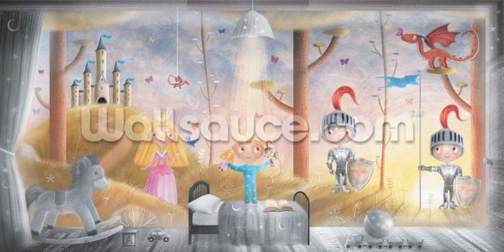 Boy With Knight And Princess Toys Wall Mural - Mural , HD Wallpaper & Backgrounds
