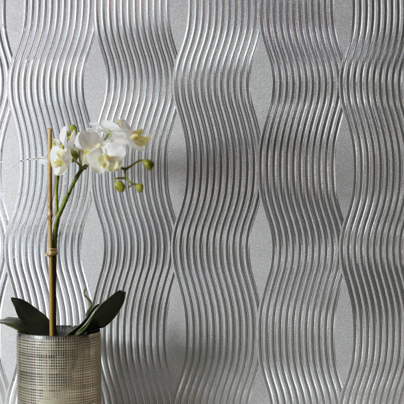Arthouse Wave Silver Foil Metallic Wallpaper - Arthouse Foil Wave Rose Gold , HD Wallpaper & Backgrounds