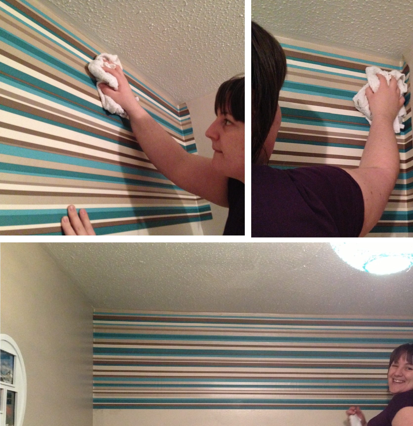 The First Piece Went On Far Easier Than We Expected - Hang Striped Wallpaper Horizontally , HD Wallpaper & Backgrounds