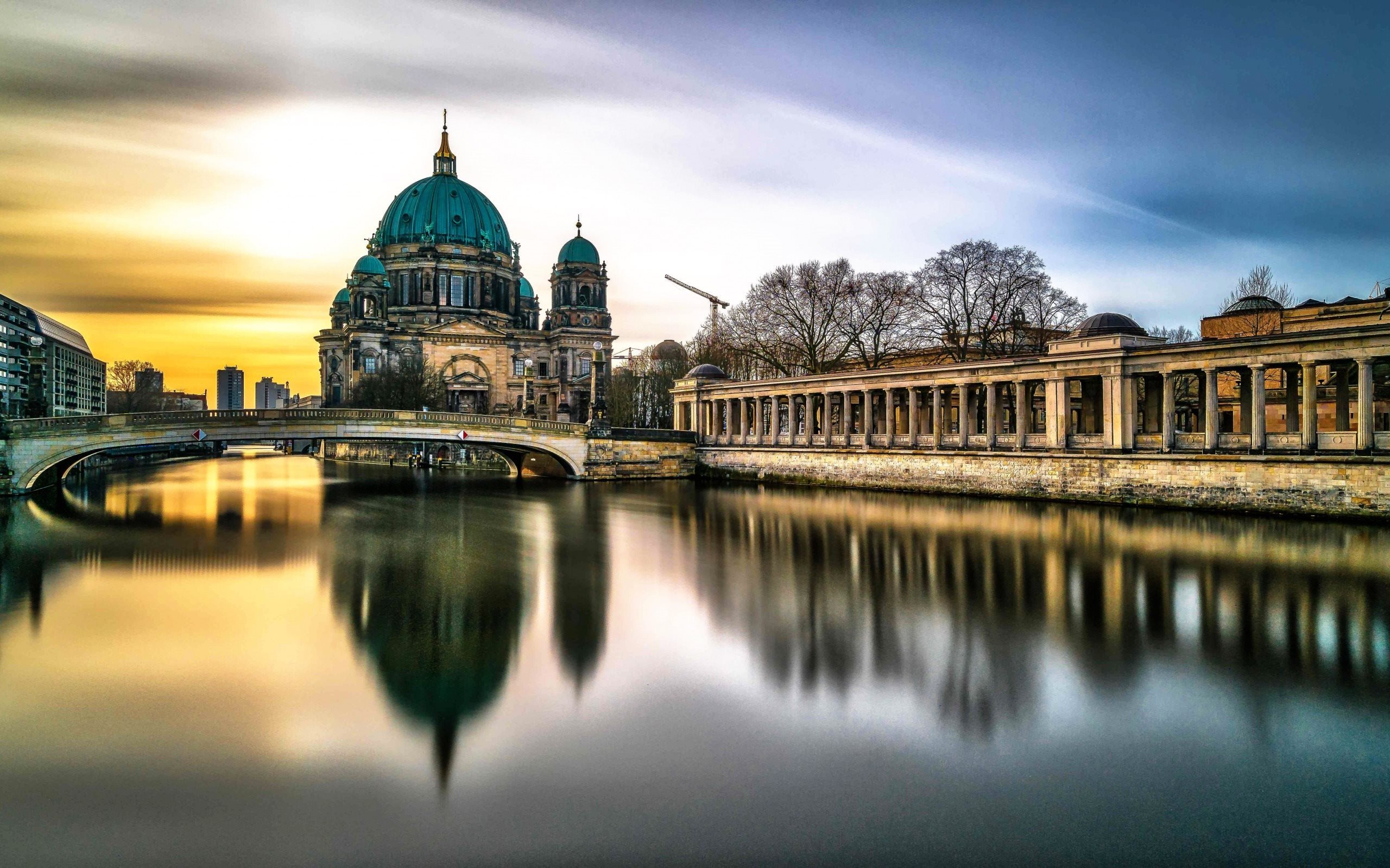 Berlin, Bridge, Sunset, Berlin Cathedral, Museum Island, - Berliner Dom , HD Wallpaper & Backgrounds