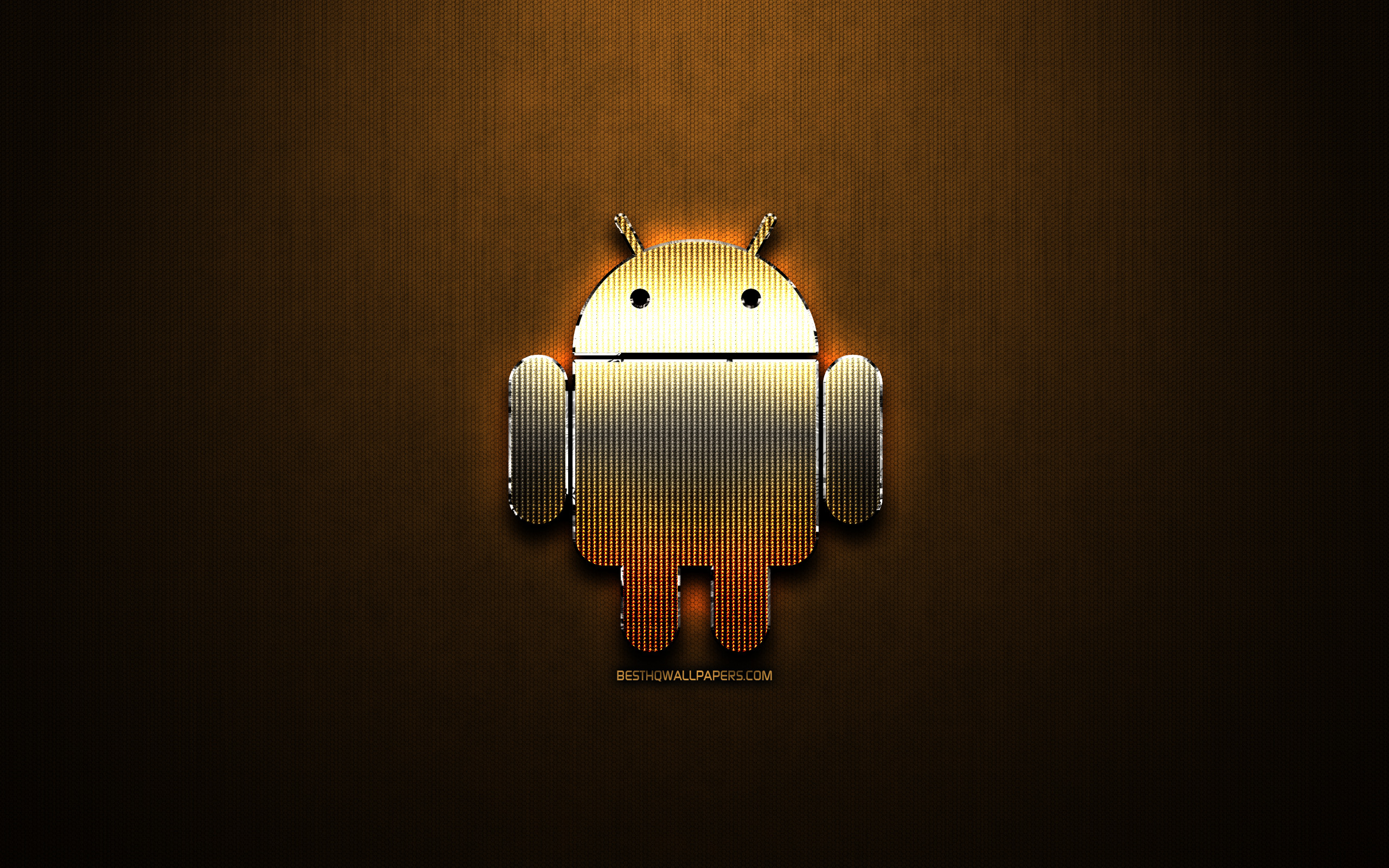 Android Glitter Logo, Creative, Os, Bronze Metal Background, - Darkness , HD Wallpaper & Backgrounds