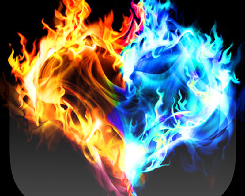 Fire And Ice Heart , HD Wallpaper & Backgrounds