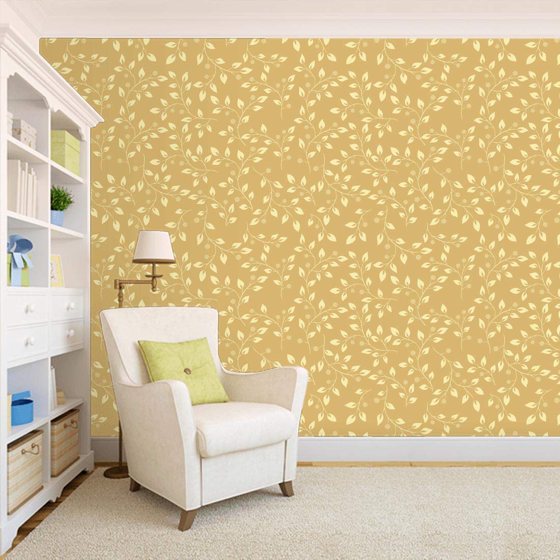100yellow Floral Design Yellow Color Peel And Stick - Color Design For Wall , HD Wallpaper & Backgrounds