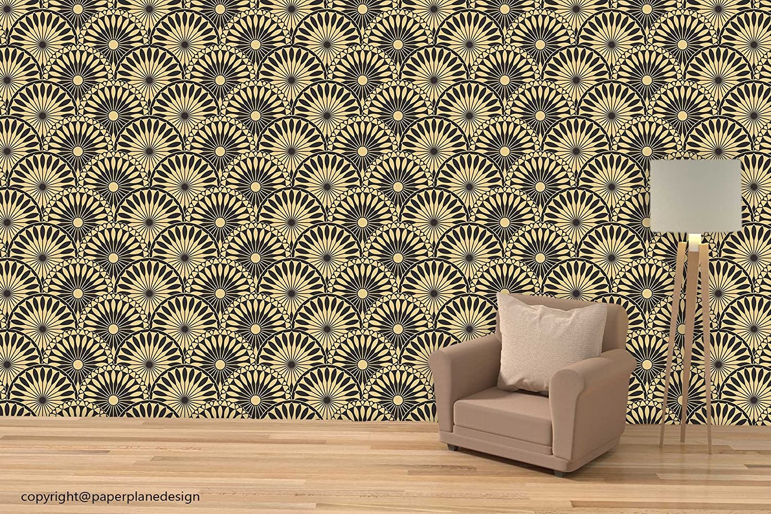Paper Plane Design Golden Wallpaper For Living Room - Home Wall Wallpaper Design , HD Wallpaper & Backgrounds