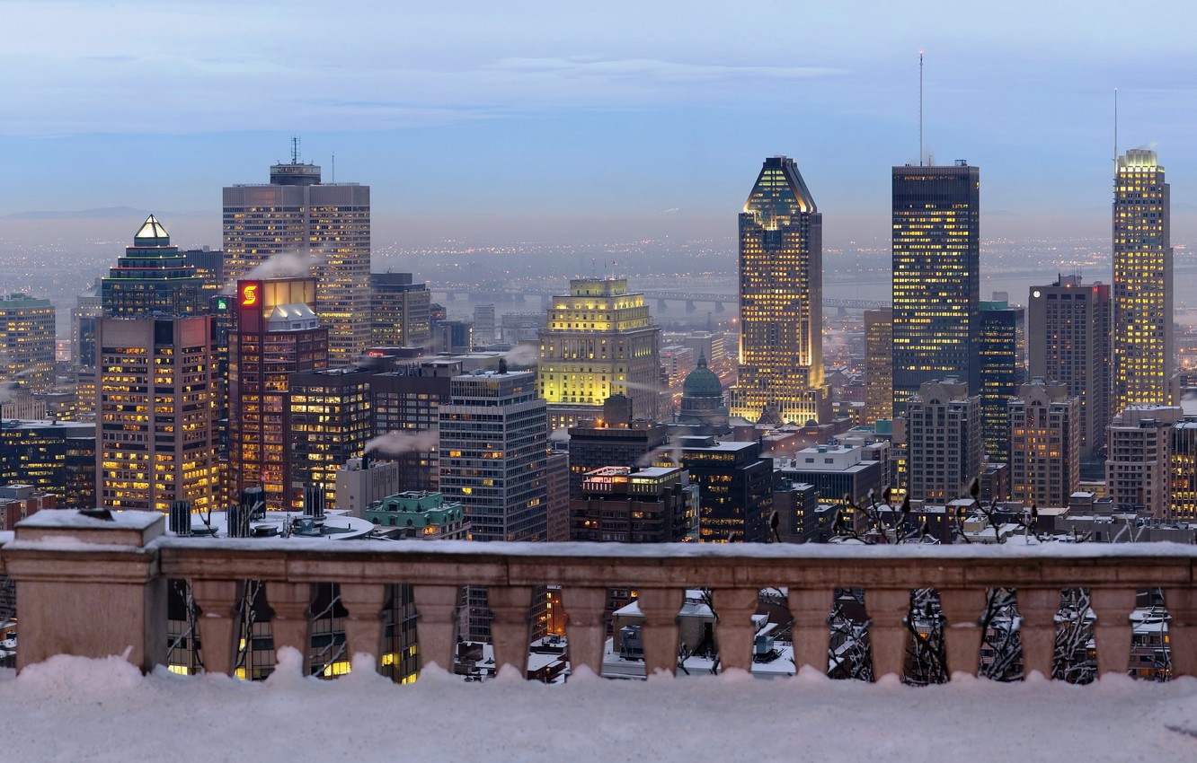 Photo Wallpaper Winter, The City, Skyscrapers, Panorama, - Mont Royal Viewpoint , HD Wallpaper & Backgrounds