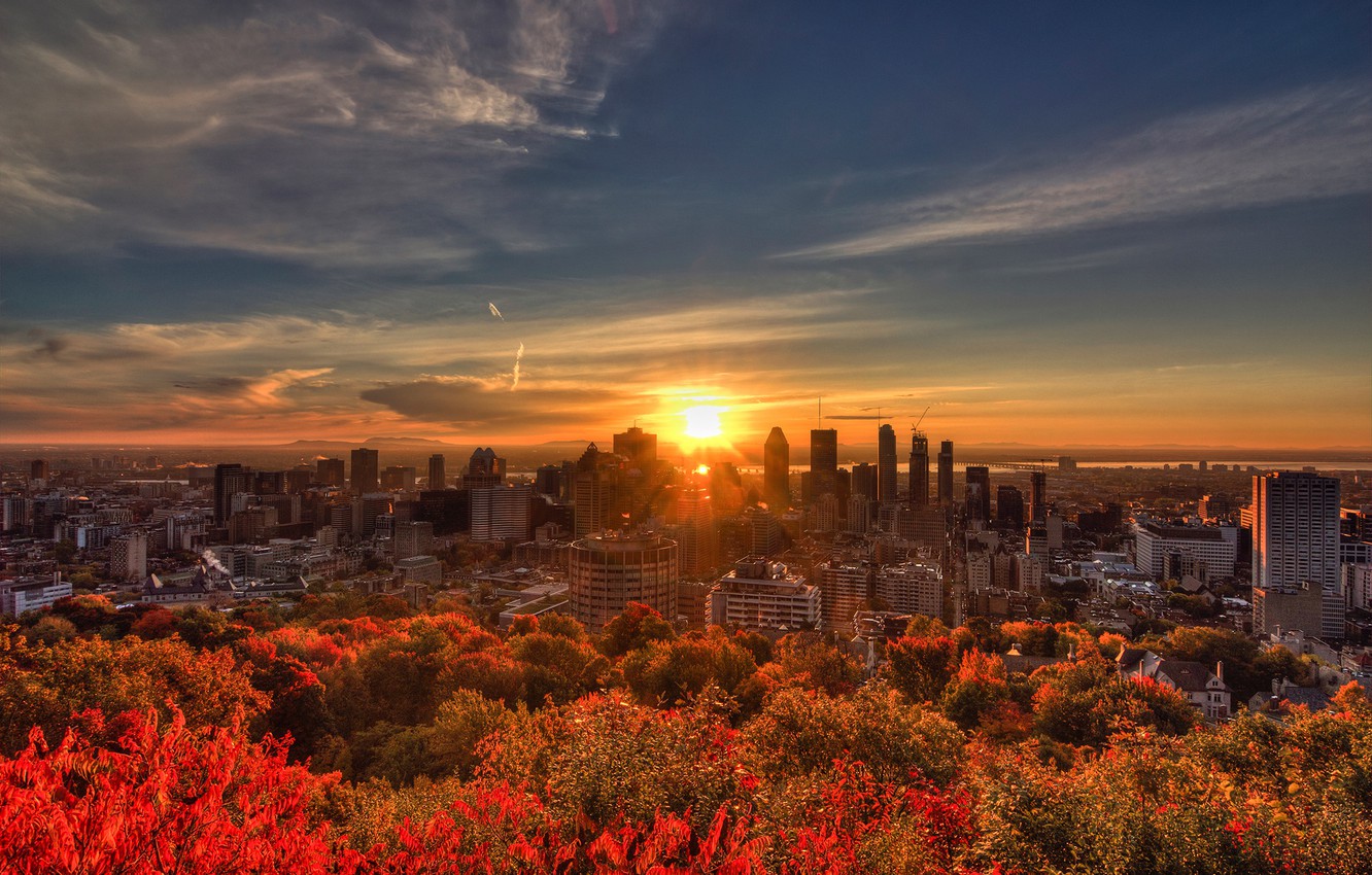 Photo Wallpaper Autumn, The Sky, The Sun, Trees, River, - Montreal Fond D Écran , HD Wallpaper & Backgrounds