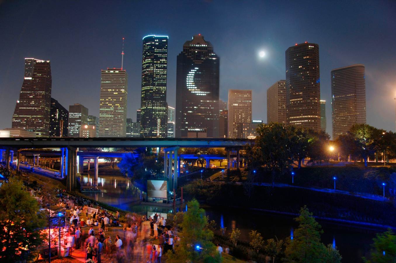 Houston Dtnight - Houston Texas Downtown At Night , HD Wallpaper & Backgrounds