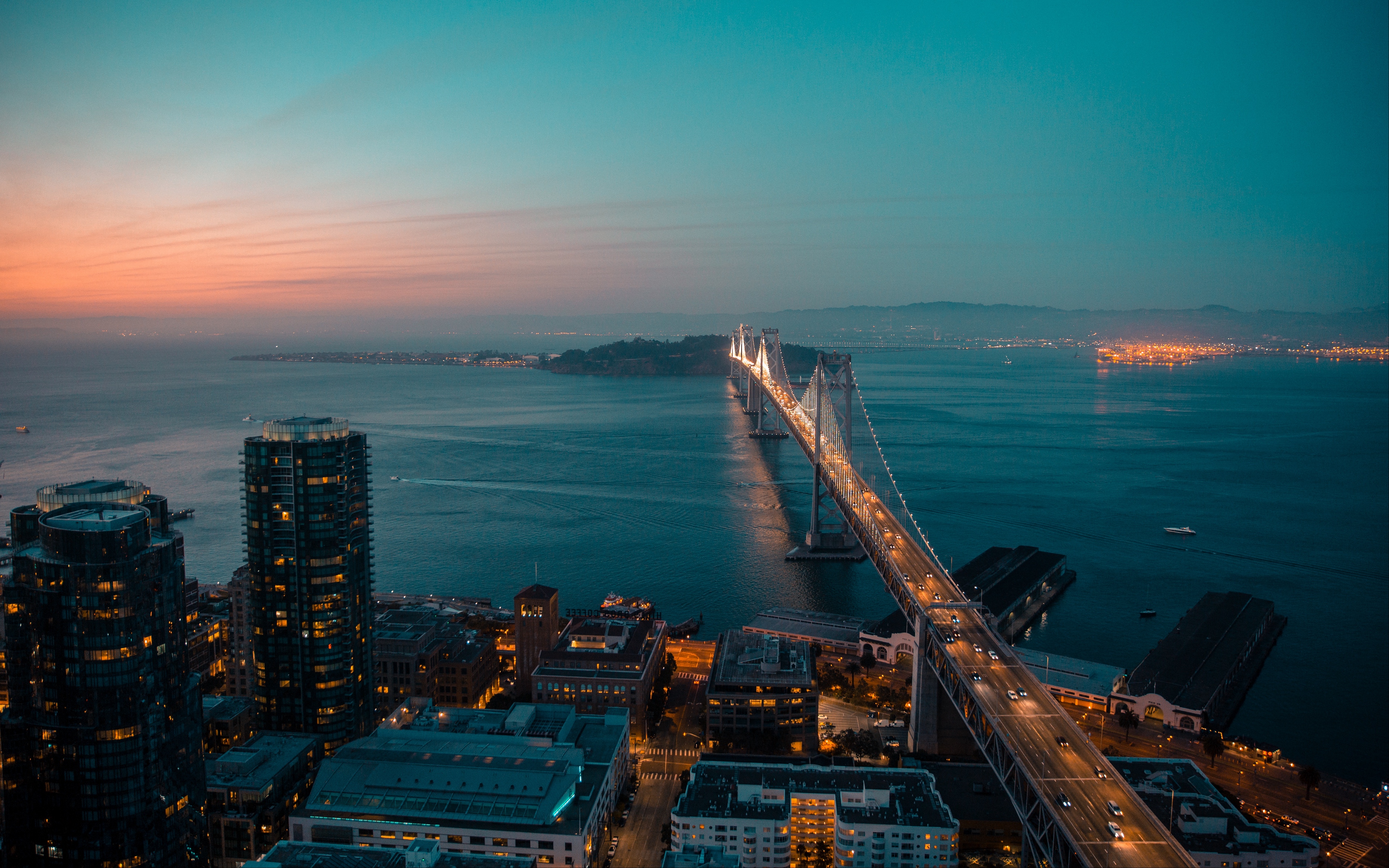 Wallpaper San Francisco, Night City, Bridge, Top View - San Francisco , HD Wallpaper & Backgrounds