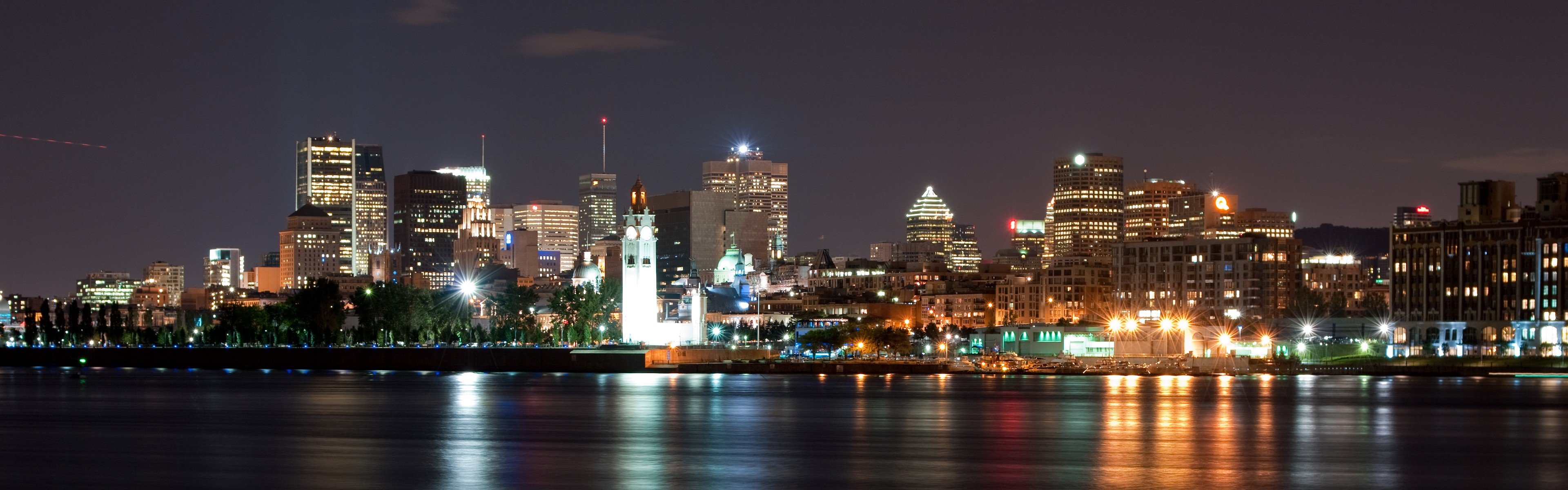 Px Canada City Lights Montreal Multiple Display Night - 4k Dual Monitor Wallpaper Montreal , HD Wallpaper & Backgrounds