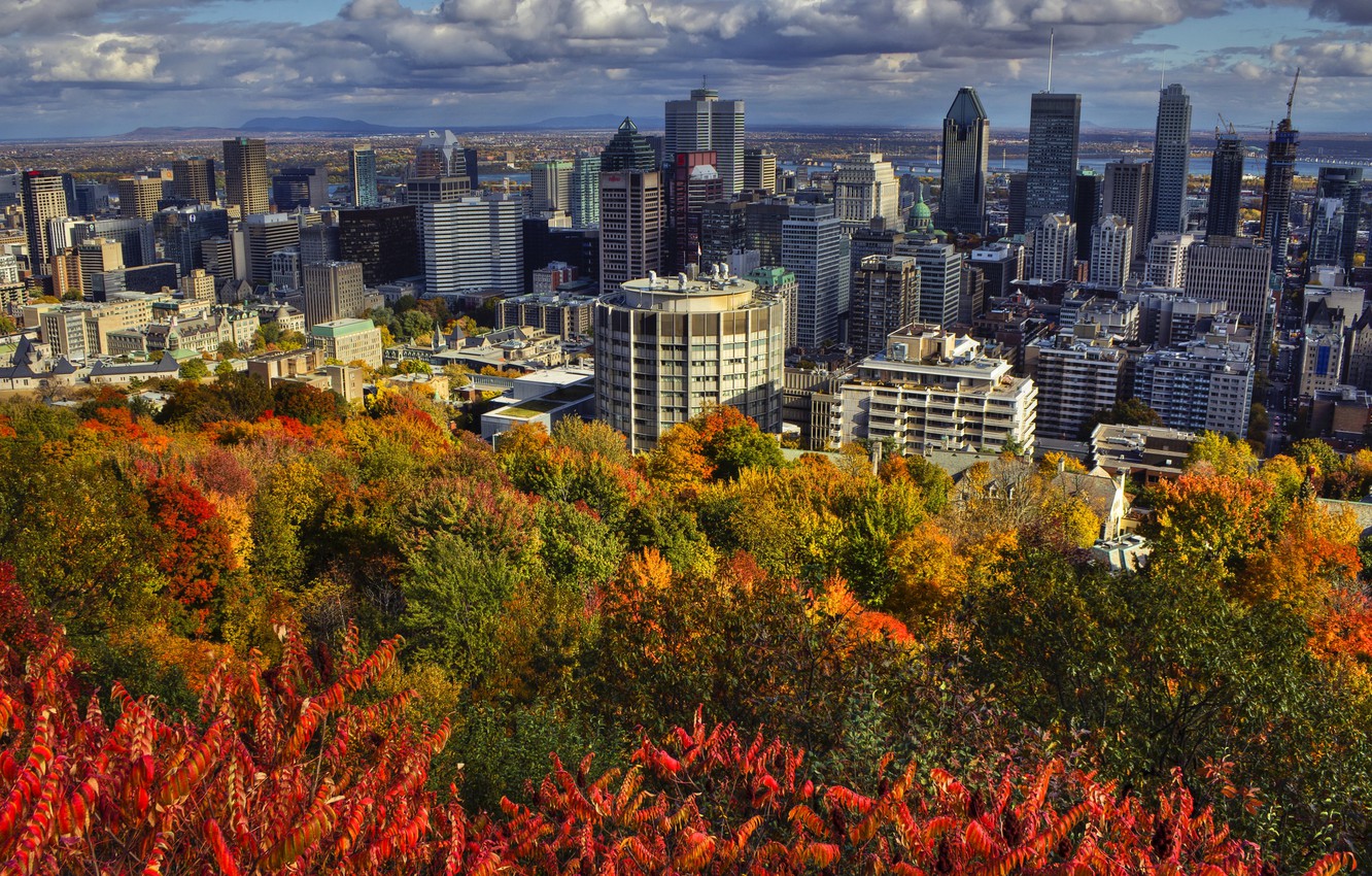 Photo Wallpaper Autumn, Clouds, Landscape, Home, Canada, - Montréal , HD Wallpaper & Backgrounds